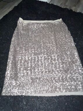 J. Jill Gold Sequin Pencil Skirt